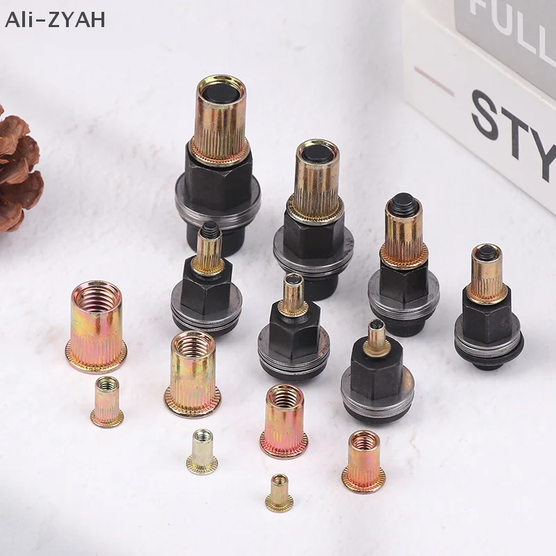 10 шт., набор инструментов для ручных заклепок и гаек, набор ручных заклепок с головками гаек M3-12, для ремонта своими руками, простой в использовании аксессуар