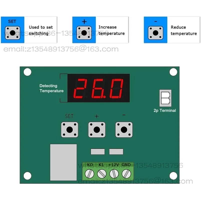 Spot W1209 DC 12V Red/Blue heat cooling temp thermostat temperature control switch temperature controller
