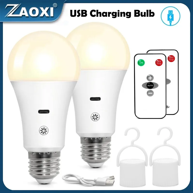 

ZAOXI USB LED Charging Light Bulb E27 5V With Remote Control Timer Dimmable Emergency Bulbs For Outdoor Camping/Indoor Lighting