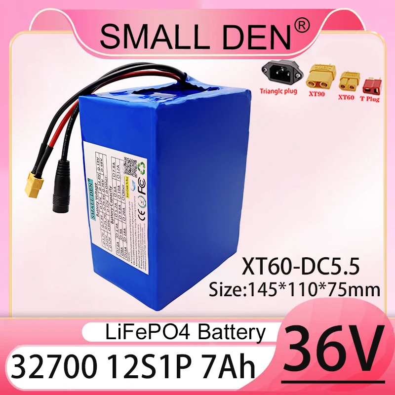

Lifepo4 battery pack 36V 7Ah 12S1P-32700 with built-in 30A BMS suitable for electric boat UPS display, toy car camping