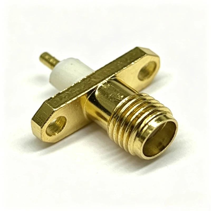 SMA Female 2 Hole Flange Connector Panel Mount RF Coaxial Jack Solder Type 50 Ohm for Chassis