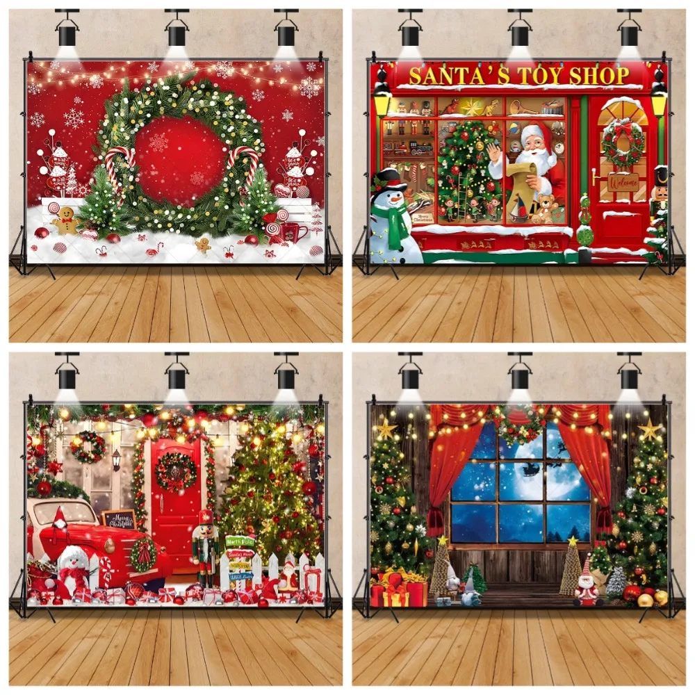 

Christmas Photography Background Snow Scene Outside The Window Children Family Portrait Christmas Party Decor Backdrop Banner