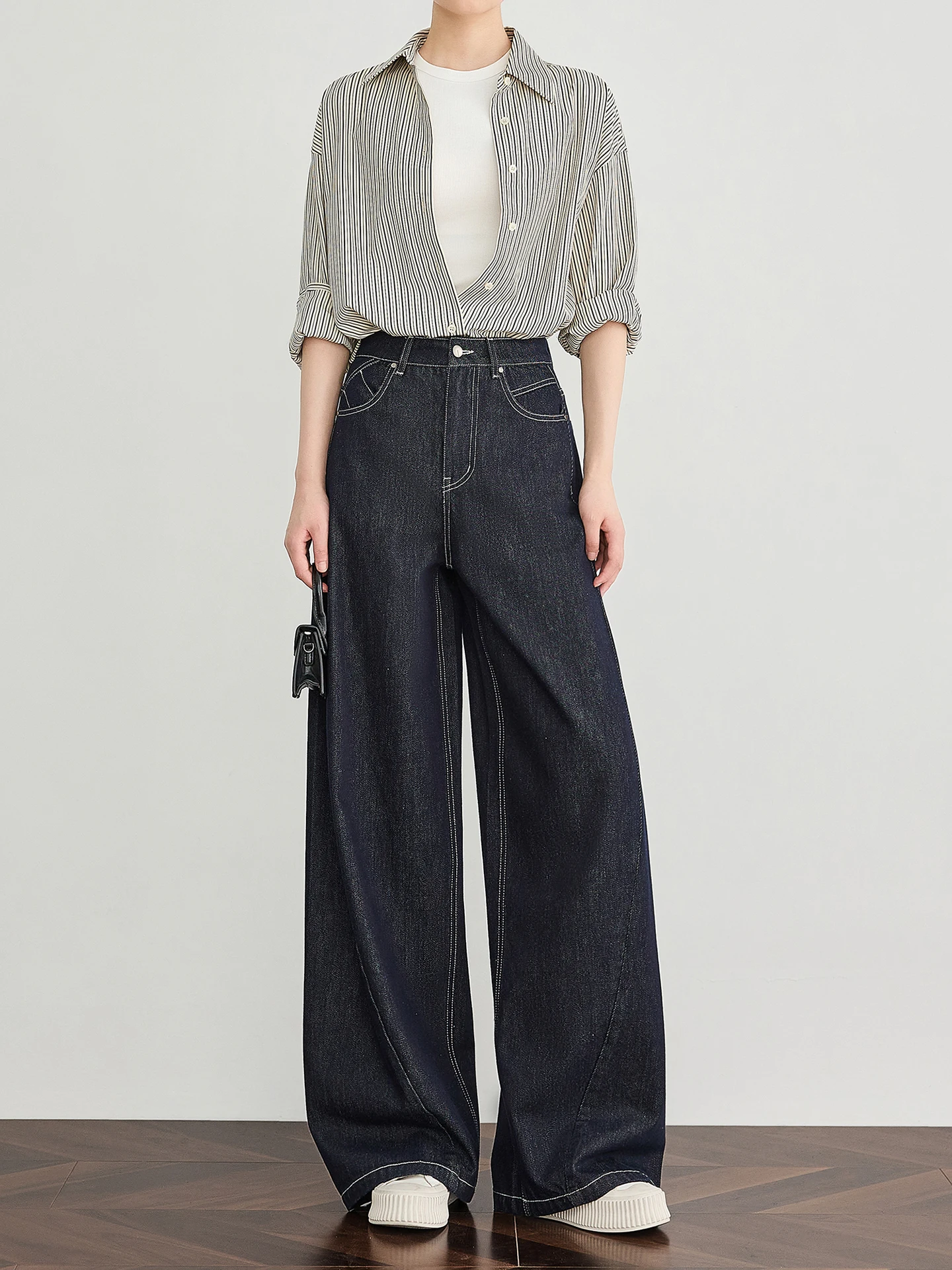 

Джинсы TUMPUS с высокой талией и широкими штанинами, женские, удлиненные, в американском ретро-стиле, прямые, повседневные, без стрейча, из комфортного хлопкового денима