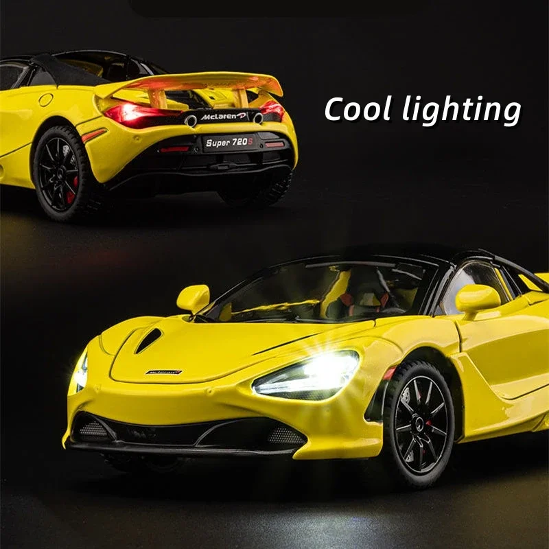 1:24 720s Legierung Supercar Maßstab Modell Druckguss Metall Cabrio Spielzeug Auto Sound und Licht Sammlung zurückziehen Kinder Spielzeug Geschenk