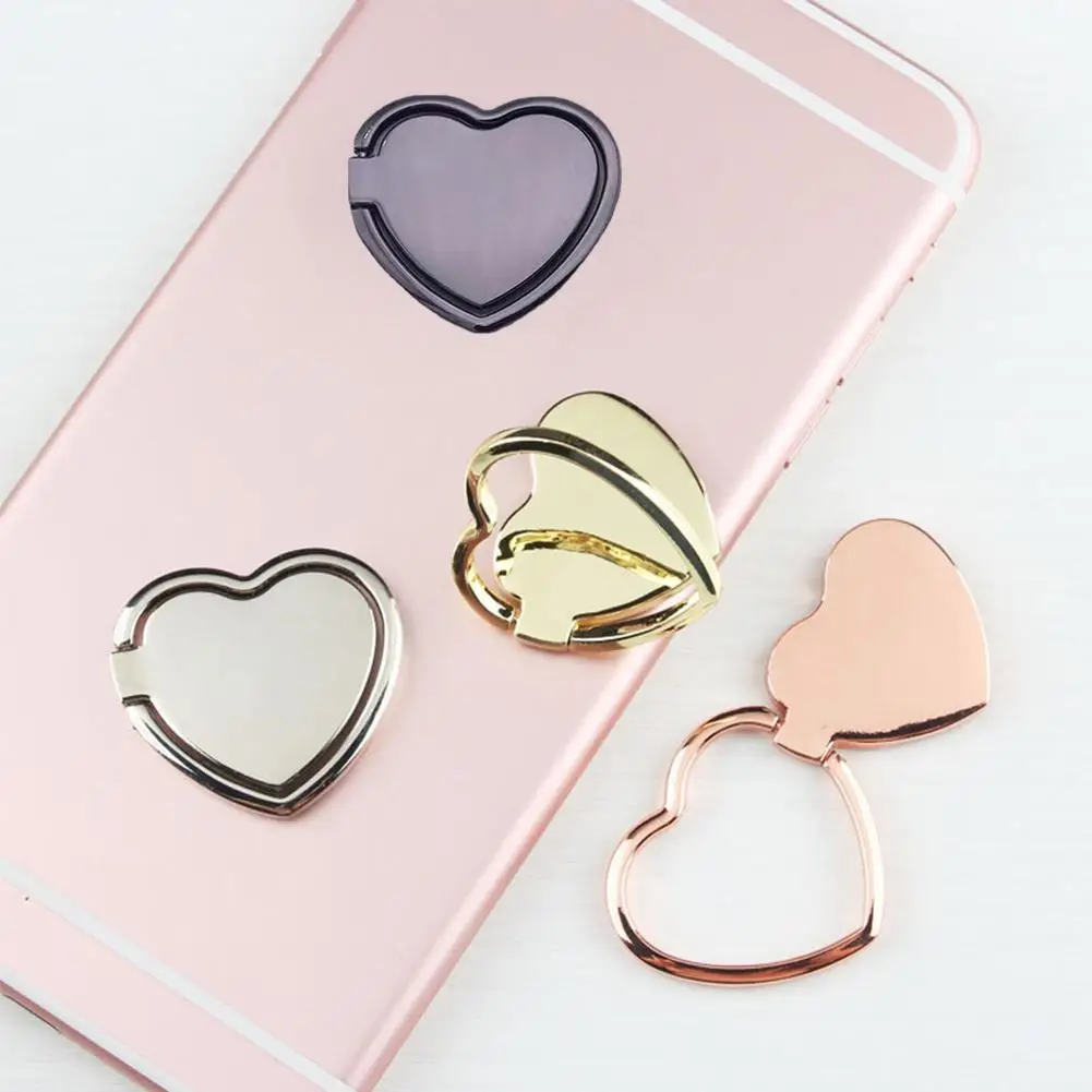Heart Pattern Mobile Phone Finger Holder 360 Degree Self Adhesive Mobile Phone Stand Holder