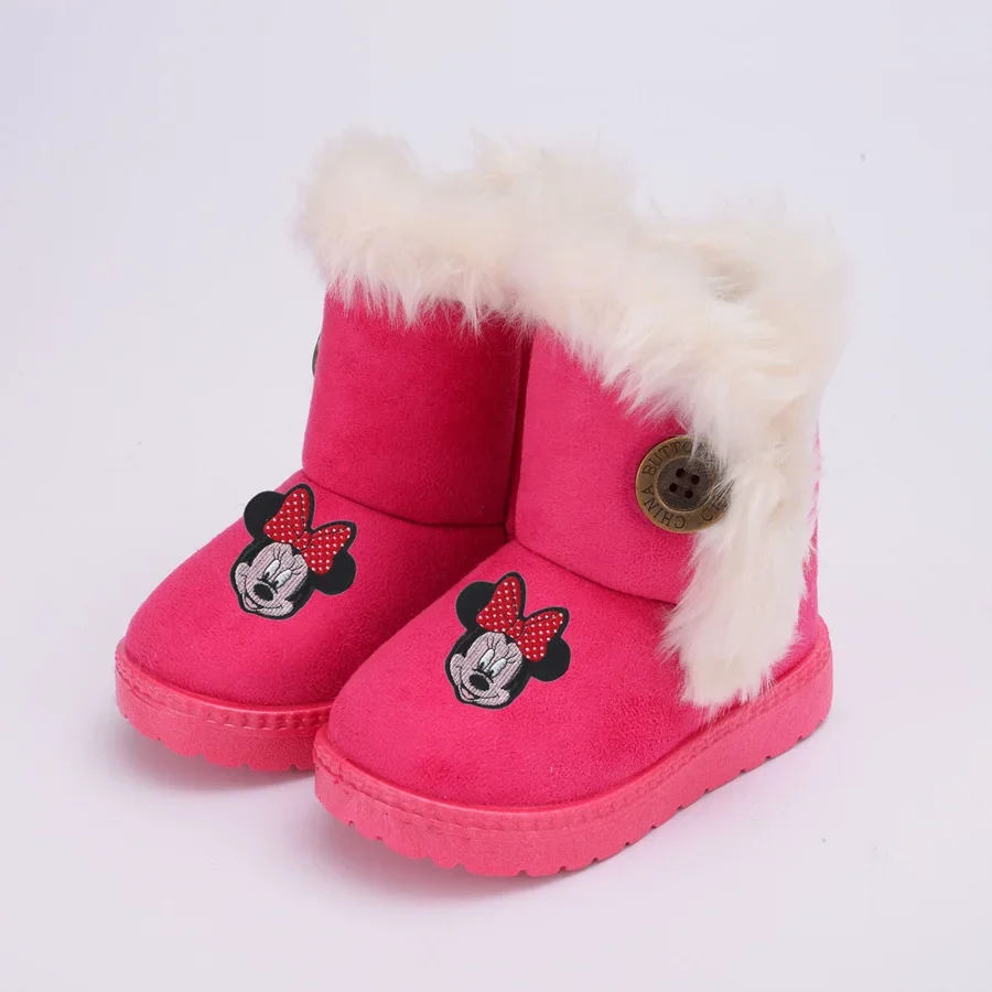 Disney tureMouse-Bottes en coton épaissi pour enfants, chaussures décontractées pour filles et garçons, chaussures chaudes pour bébé, hiver