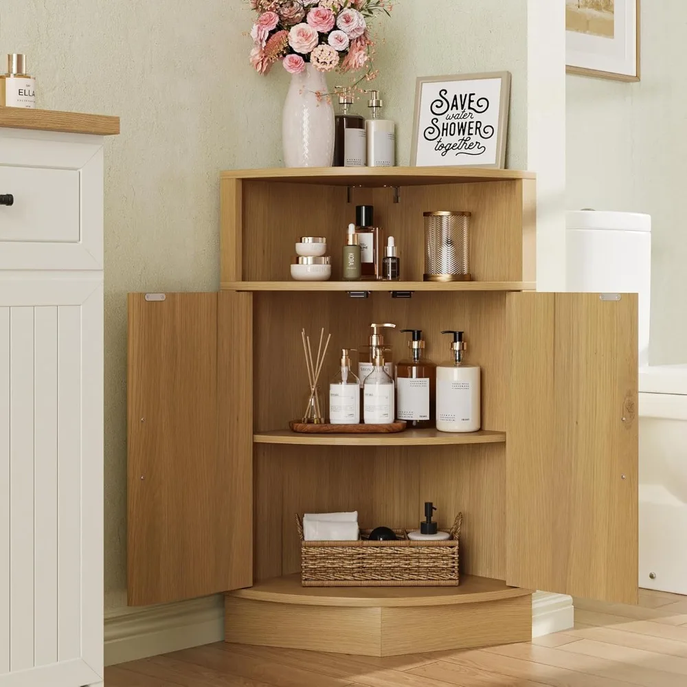 خزانة حمام زاوية، خزانة زاوية صغيرة حديثة مع باب مخدد ورف مفتوح، موفر للمساحة للحمام، غرفة المعيشة، طقم