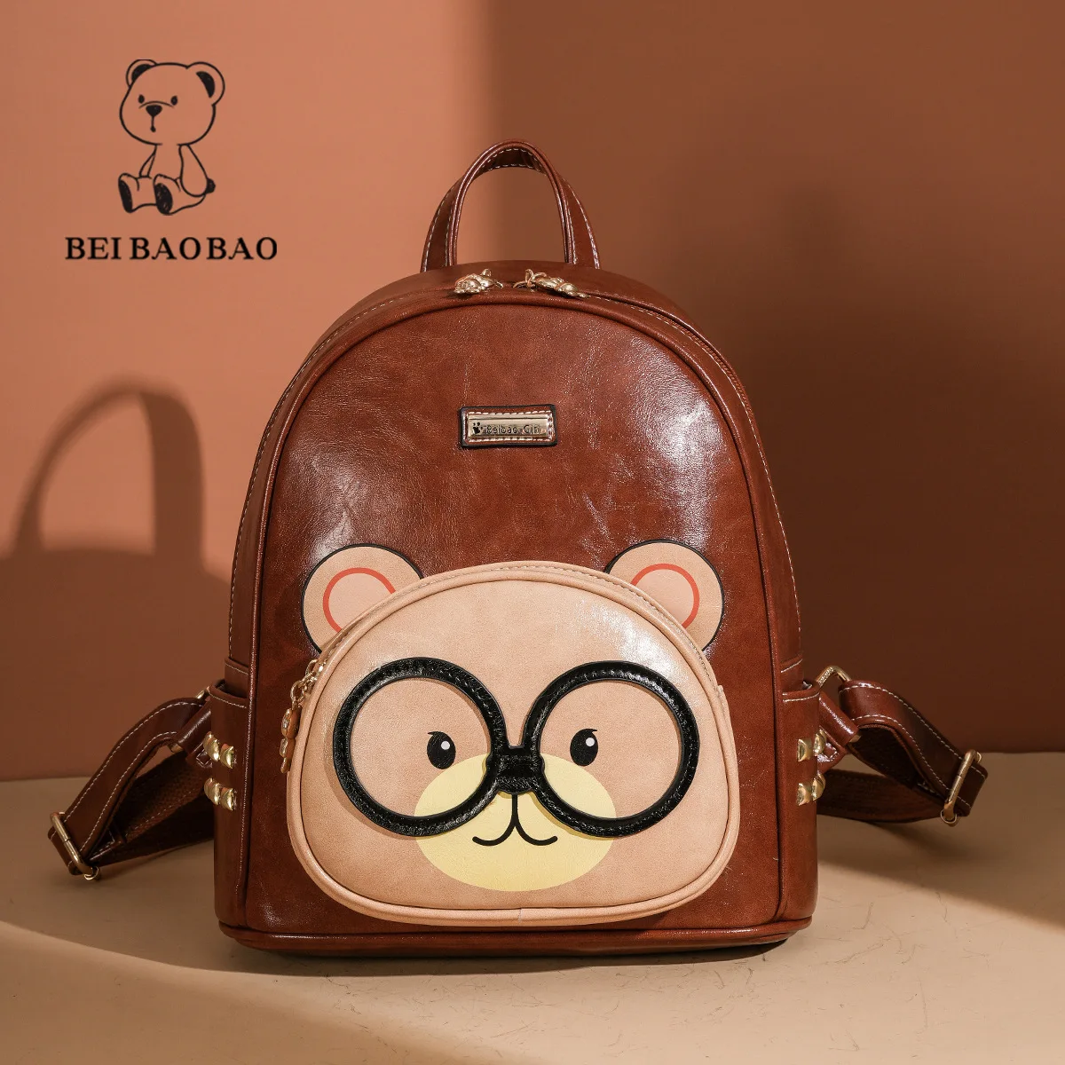 Beibaobao New Versatile Large Capacity Student Book Bag Trendy Simple Versatile Backpack Women\'s Cartoon Shoulder Bag