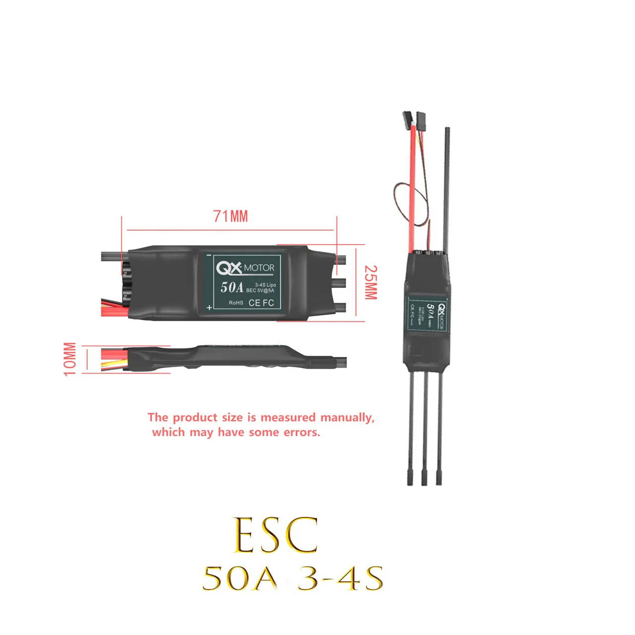 QX-MOTOR   70mm EDF 6 Blades QF2822(2222)-3000KV Brushless Motor With 50A 4s ESC For RC Remote Control Toy Accessories