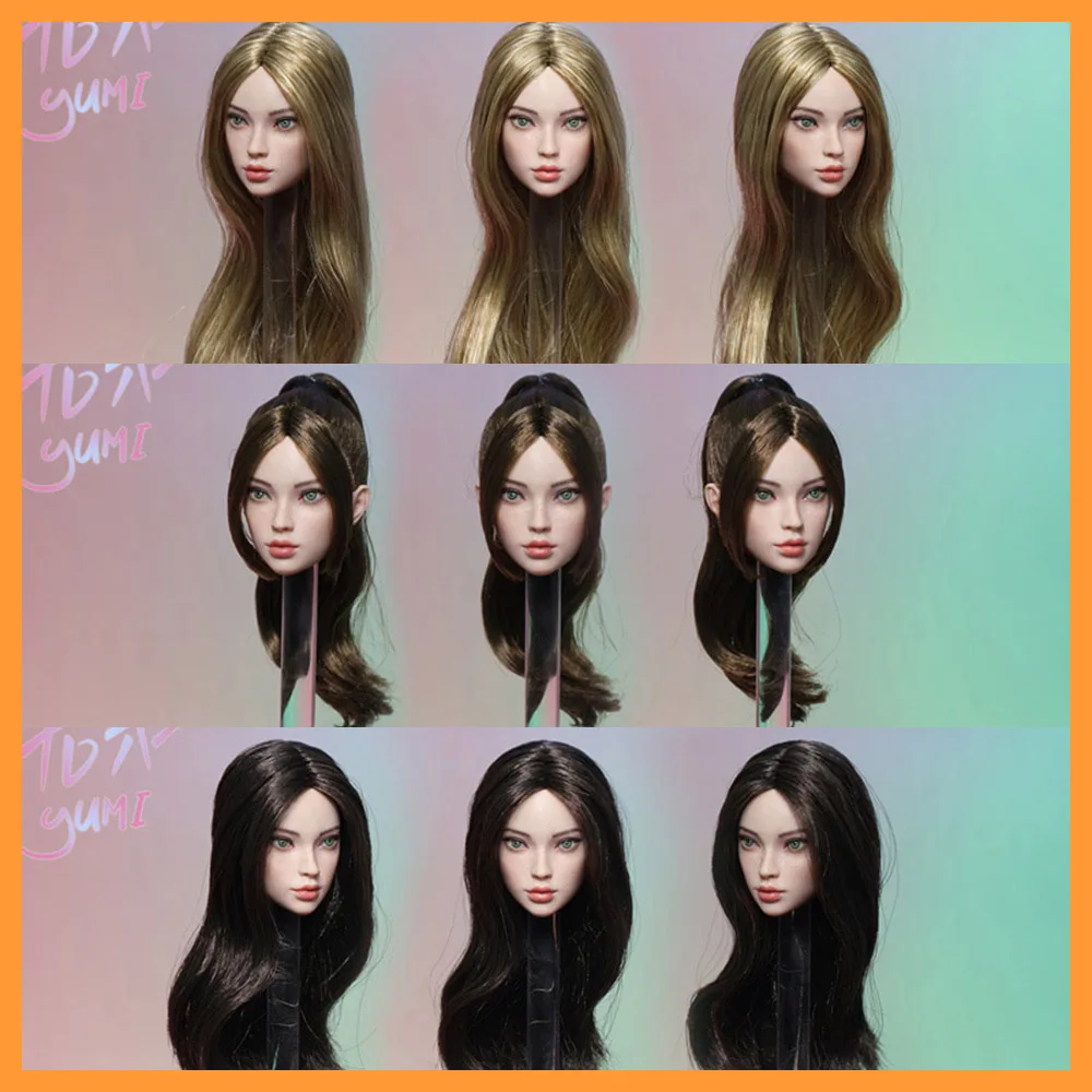 

JKTOYS K-006 1/6 Beauty Girl Yumi Нежная голова с подвижными глазами Черные золотые волосы для 12-дюймовой экшн-фигурки Модель тела Игрушки