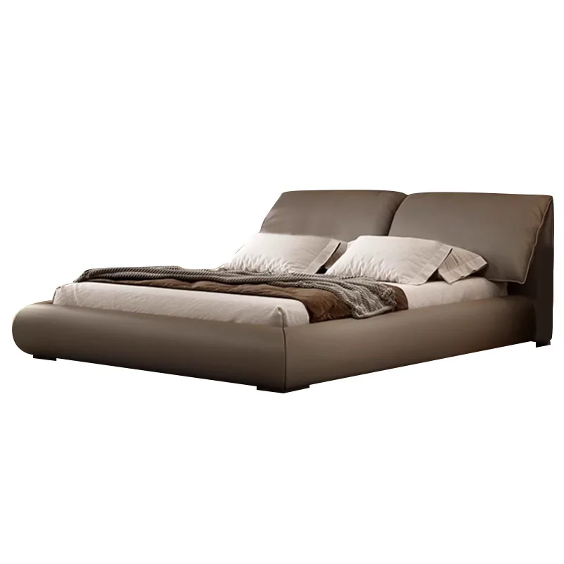 

Italian minimalist elephant ear leather bed beech bed modern minimalist 2 meters master bedroom bed