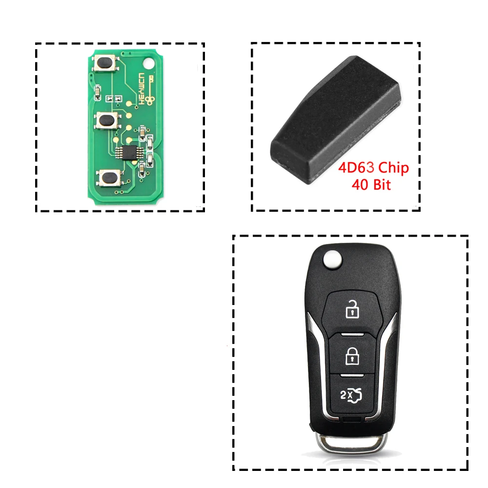 KEYYOU 3 Tasten Geändert Flip Schlüssel Auto Fernbedienung Für Ford Fusion Fokus Mondeo Fiesta Galaxy HU101 Klinge 433MHz 4D63/4D60 Chip