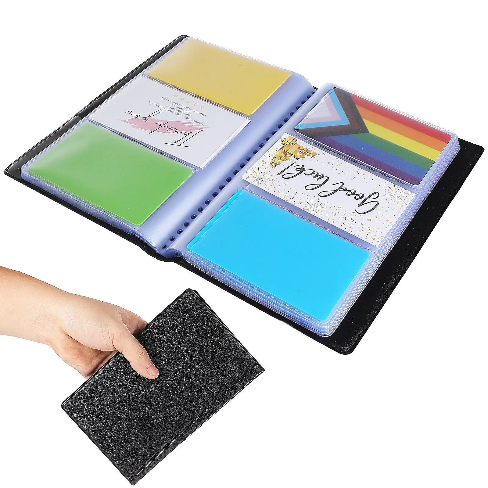 Card Organizer for Office Holder Desk Business Book Button Closure Photo Album Storage with Sleeves Collector