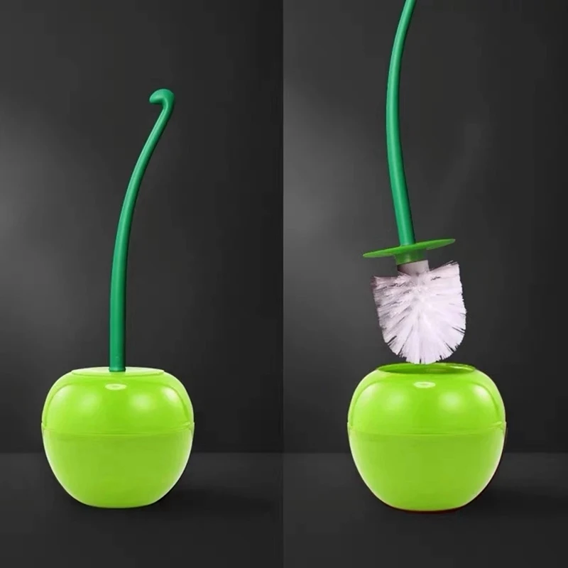 ABZV-cepillo de baño, soporte para inodoro, creativo, encantador, forma de cereza, cepillo de lavabo, juego de soporte para escobilla de baño