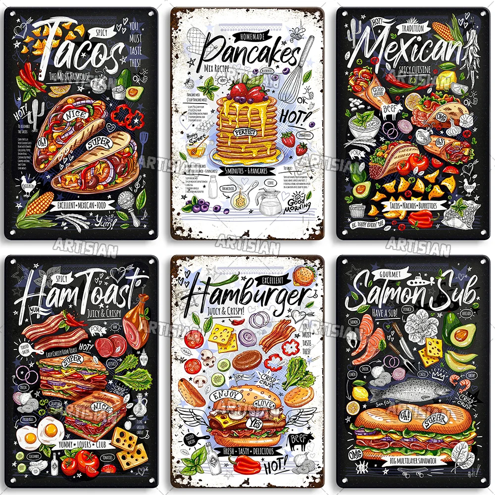 ARTISIAN Food Metal Poster Vintage Decorative Plate Home Bar Wall Metal Tin Sign Rusty Metal Plaque Nostalgic Industrial Decor