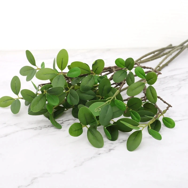 Artificial Tree Branch for Home Decor Latex Green Artificial Small Leaf Fake Plant Jungle Party Photography Accessory Decoration