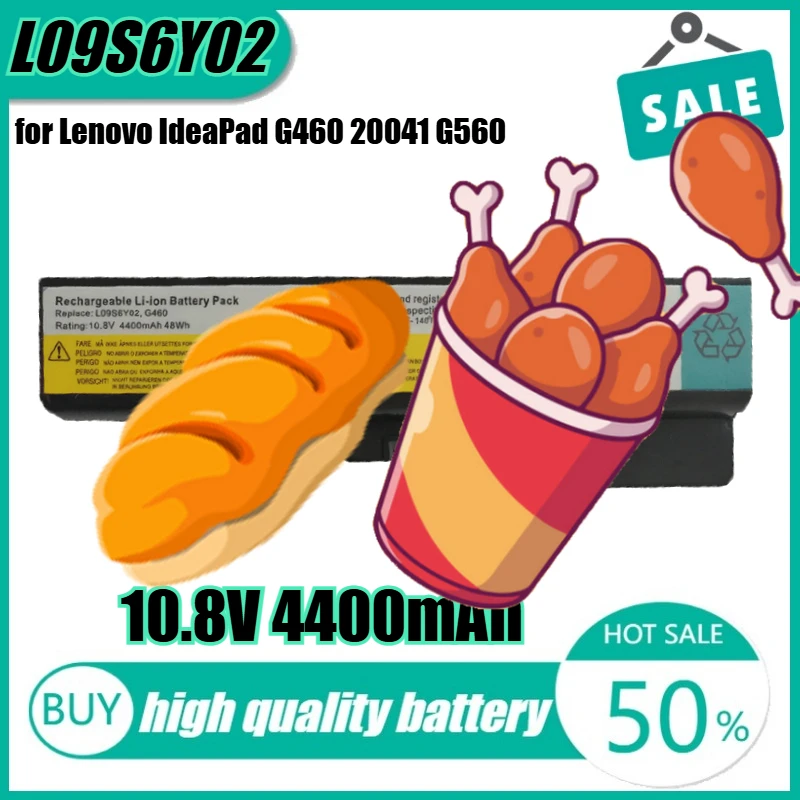 

10.8V 48Wh 4400mAh L09S6Y02 Laptop Battery for Lenovo IdeaPad G460 20041 G560 0679 G575 V470 V570 L09C6Y02