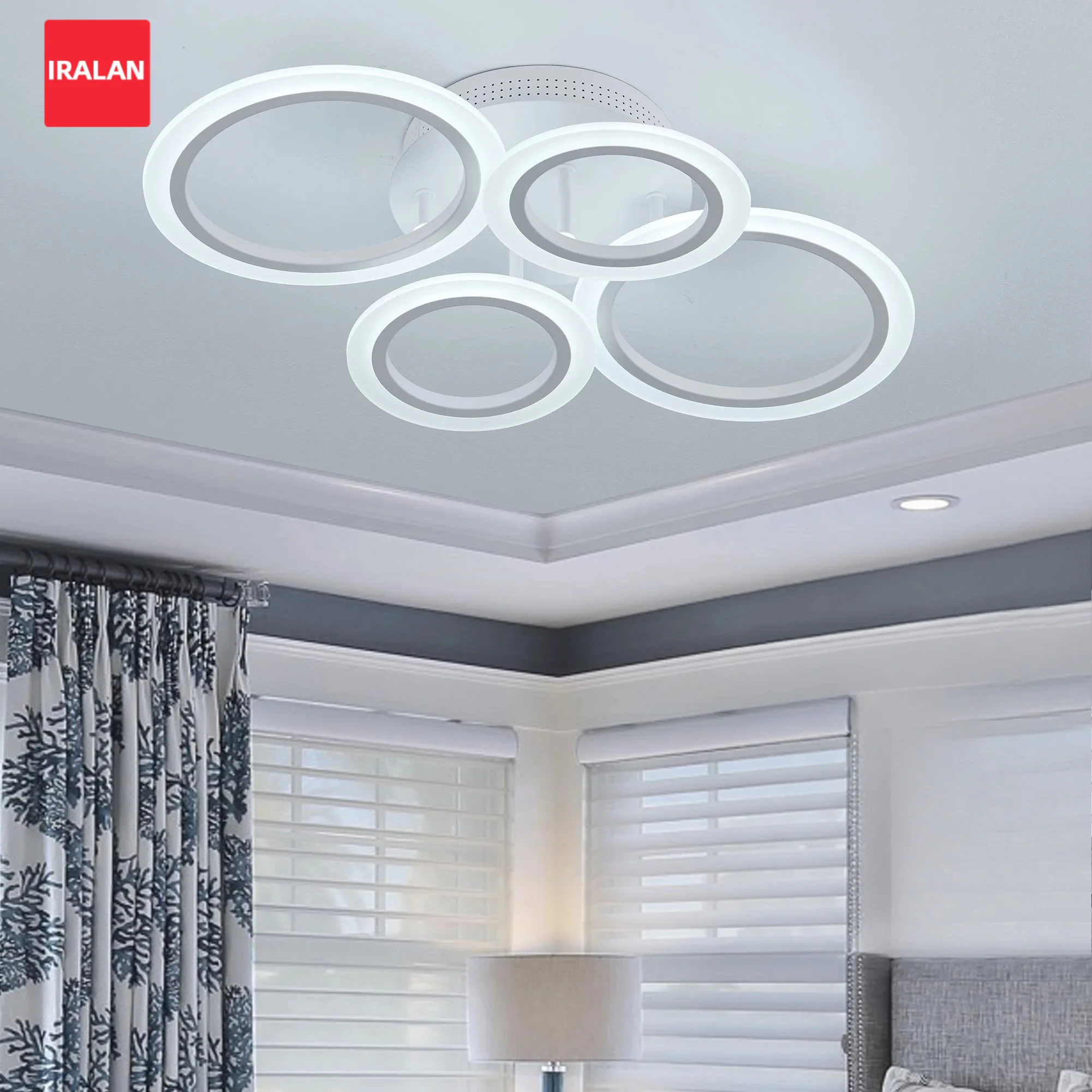 IRALAN Ceiling Chandelier Wall Switch 3 Colors Changeable LED Lustre Home Decor Pendant Light Living Room Bedroom Hotel Lighting