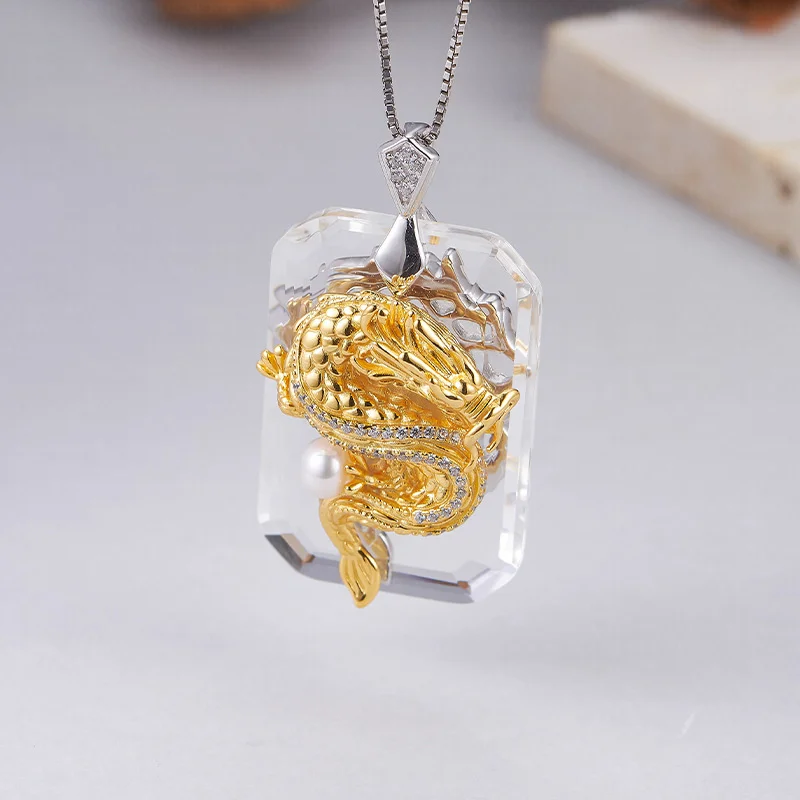 

BOCAI S925 Silver Charms Pendants for Women Contrast Colored Loong Inlaid White Crystal Pearl Micro Zircon Jewelry Wholesale