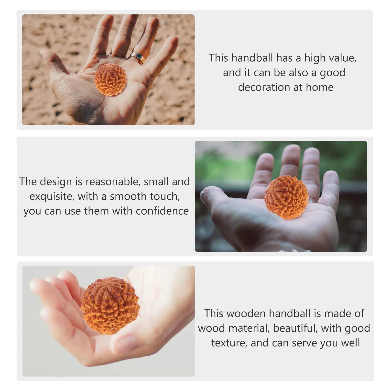 

2Pcs Durian-Shaped Wooden Handballs Smooth Rolling Hand Massager Fitness Supply Relaxing Muscle Stretch Massage Balls