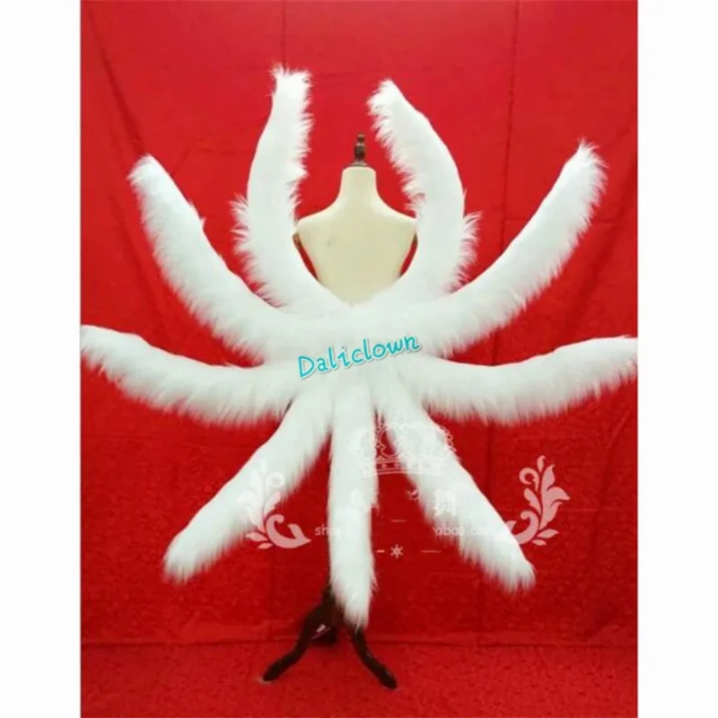 New 2025 Anime LOL Spirit Blossom Cosplay Tails Women Sexy Blue Fox Ahri Nine Tailed Halloween Prop Accessories Cos ★ ★ ★ ★