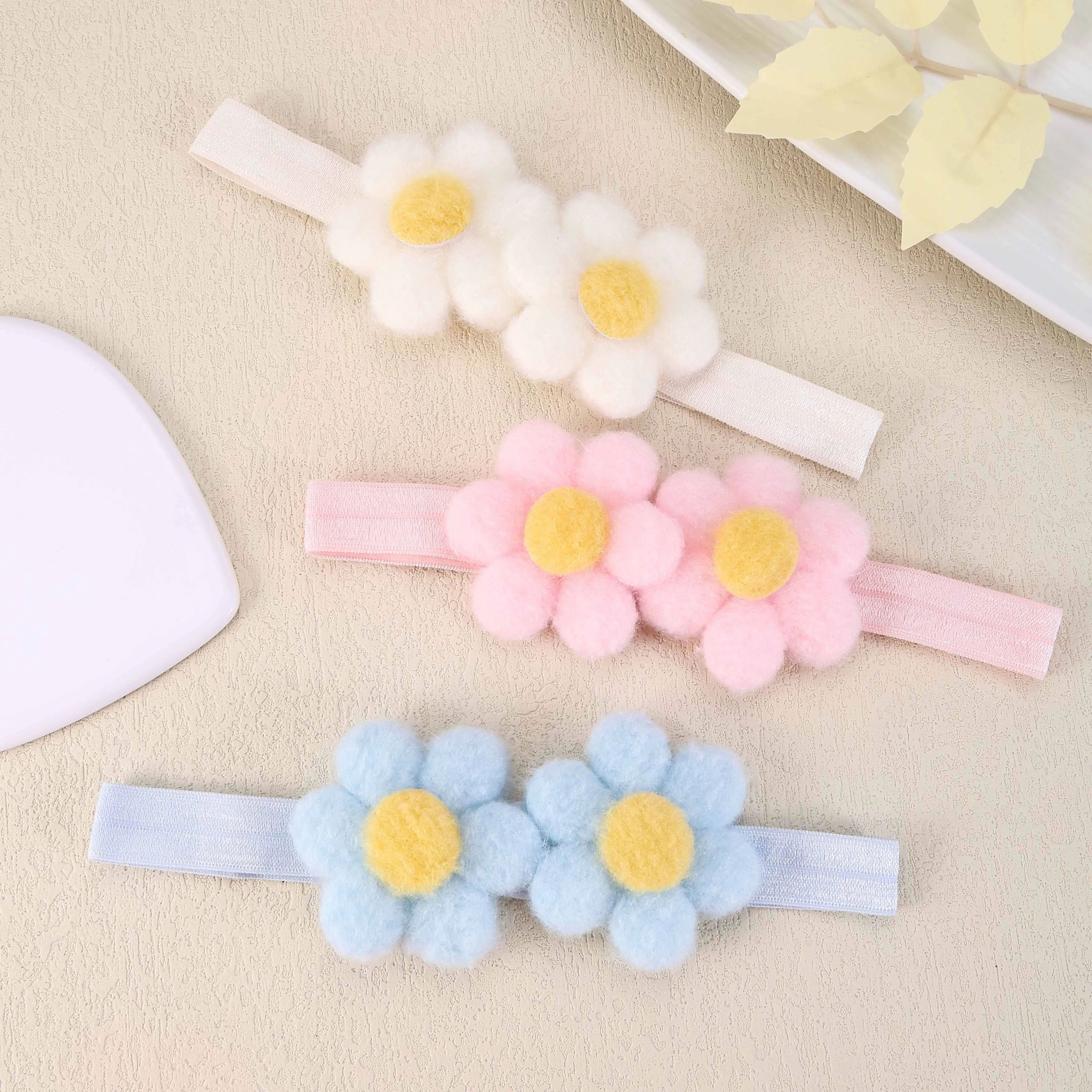 

Plush Flower Baby Headband Soft and Elastic Baby Girl Headband Candy Color Princess Kids Headwear Newborn Baby Hair Accessories