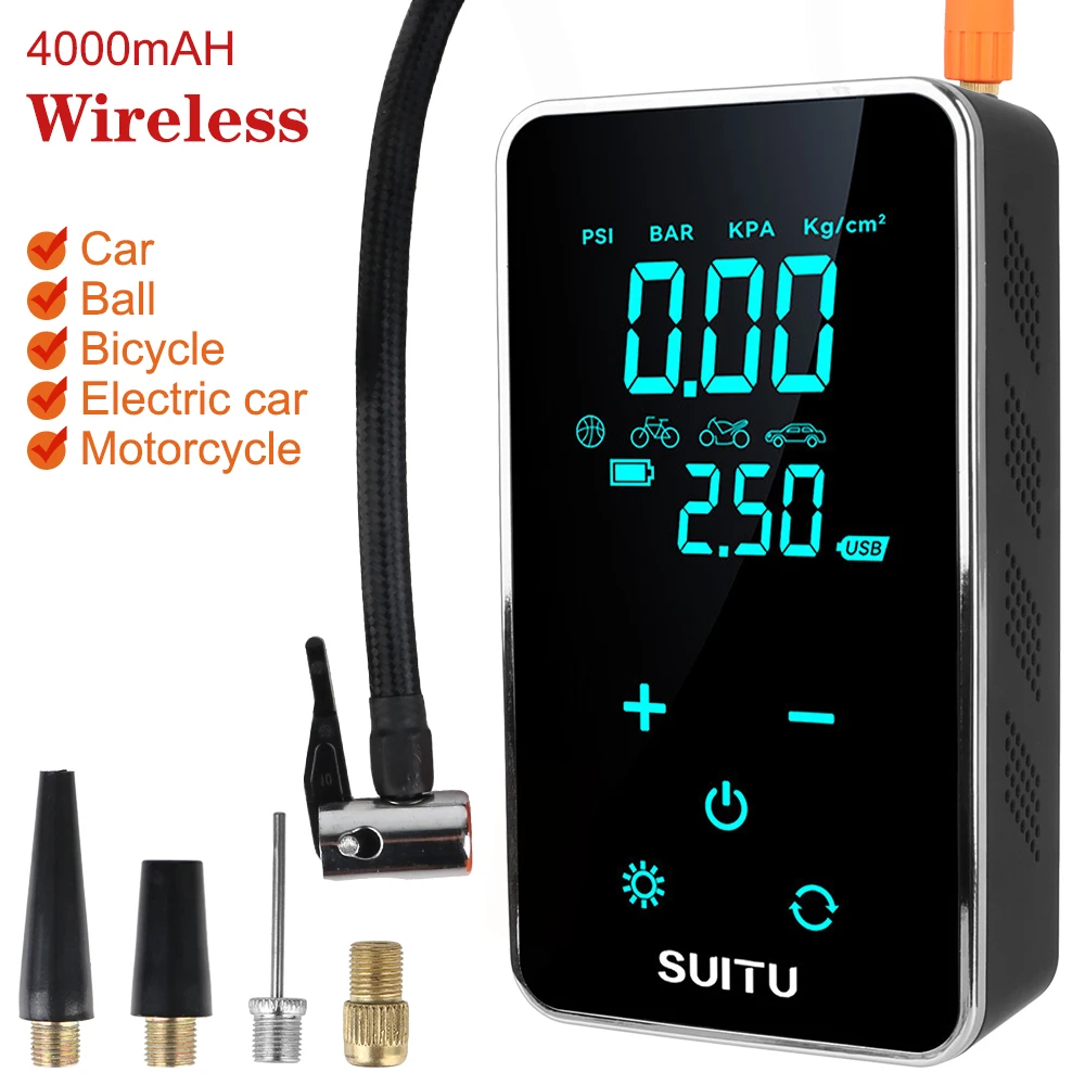 

Автомобильный Электрический воздушный насос, беспроводной надувной насос для шин, портативный воздушный компрессор с ЖК-дисплеем для мотоцикла и велосипеда