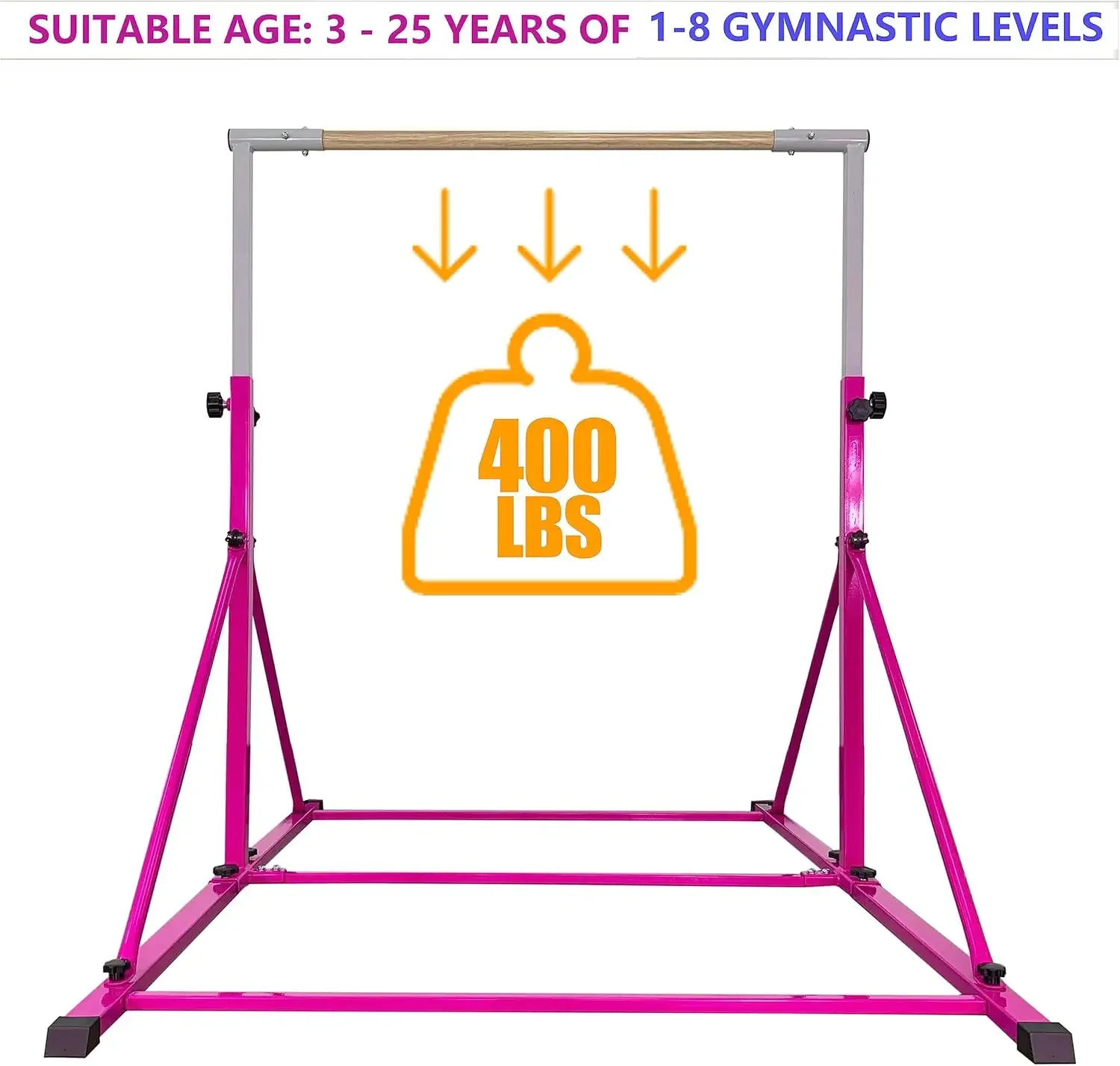 Bar For Kids and Teenage Ages 3-25, 5 FT / 6 FT Base Length Height, Gymnastic Kip Bar Horizontal Bar