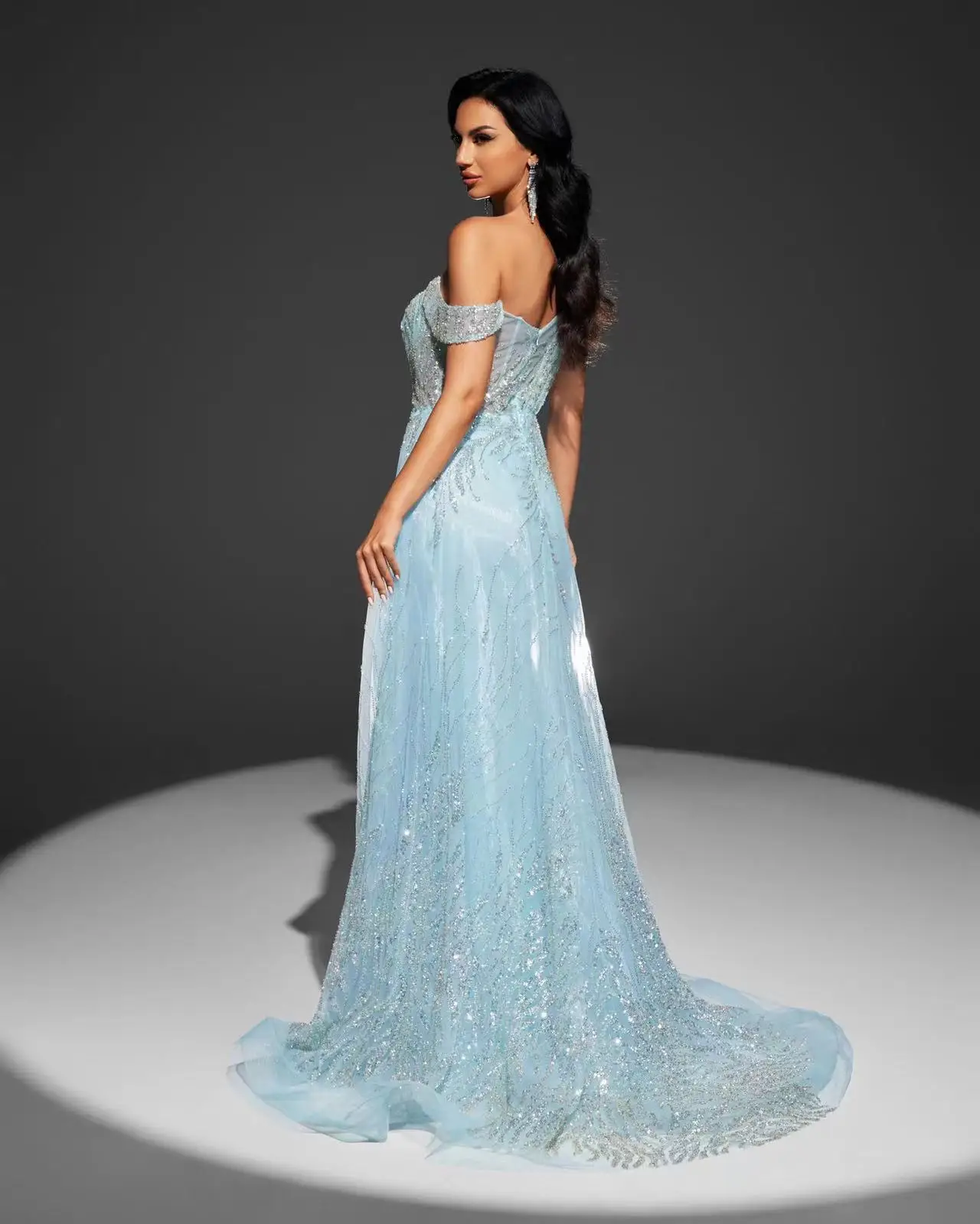 Shalimar Zhang синее щедрое вечернее платье в Дубае для женщин по индивидуальному заказу