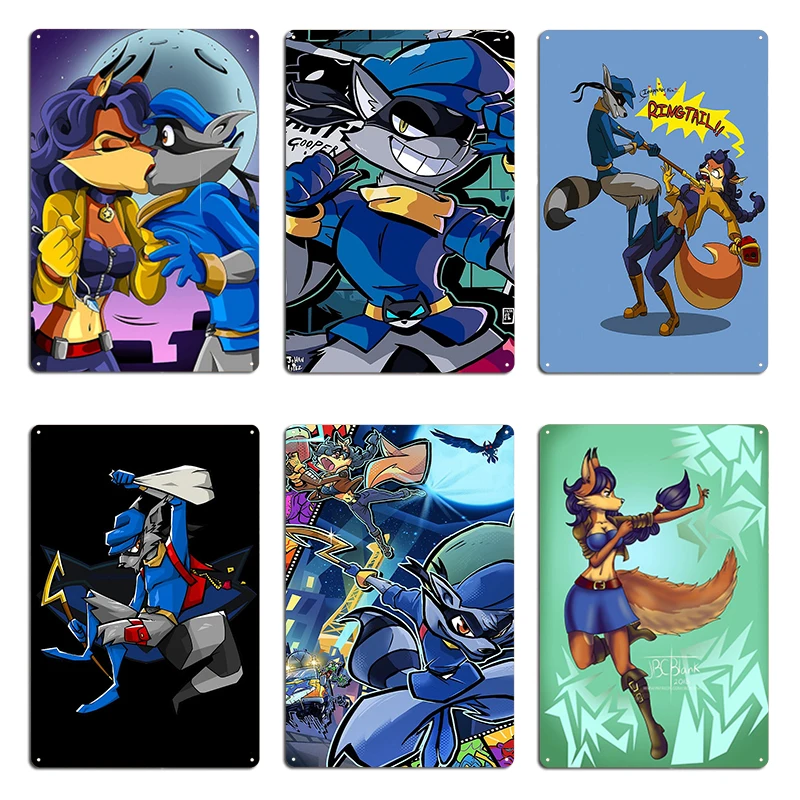 Carmelita Fox Sly Cooper Metal Plaque Retro Printed Kitchen Kitchen Decoration Tin Sign Poster