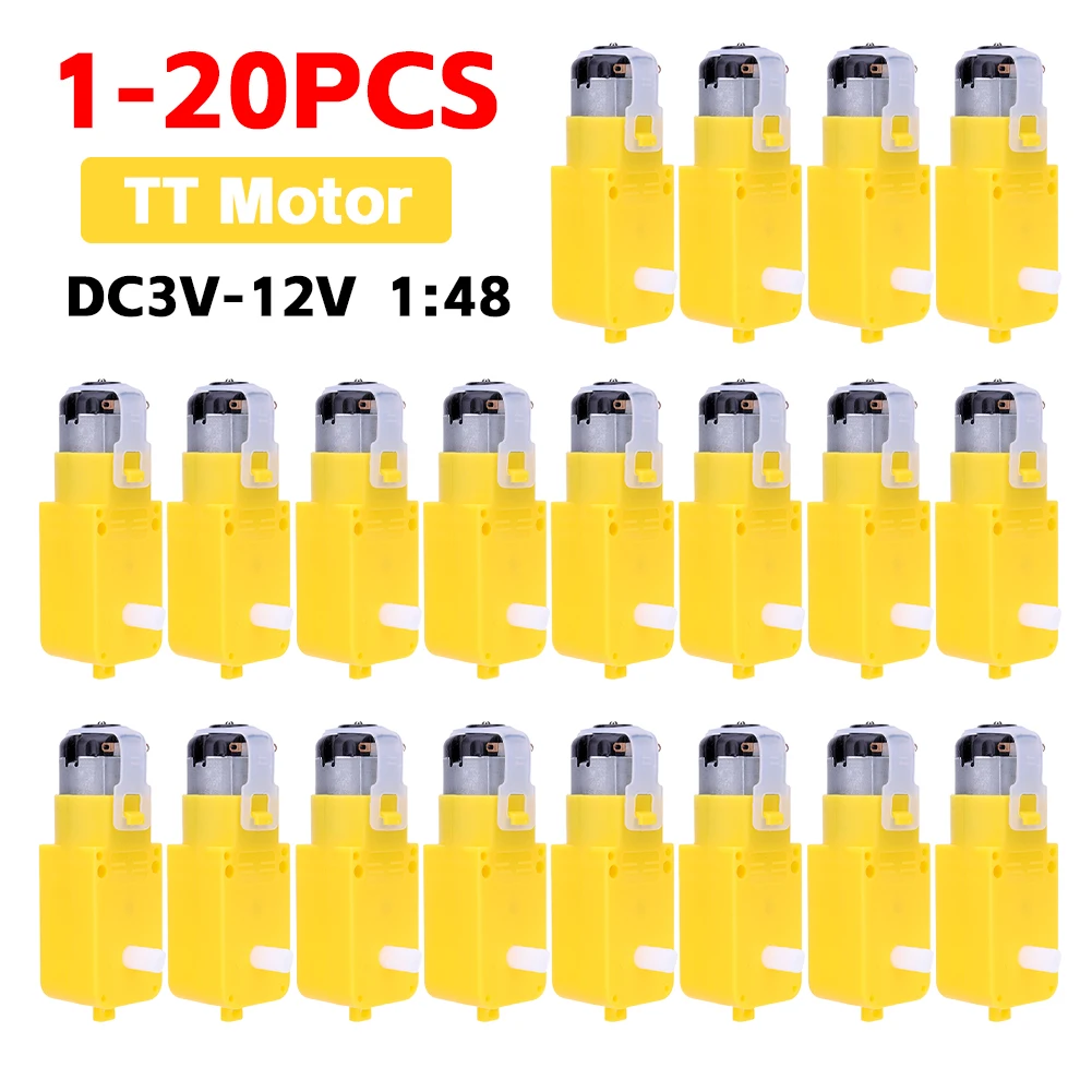 1-20 قطعة المزدوج رمح محرك تروس محرك التروس تيار مستمر 3-12 فولت محرك السيارة الذكية لروبوت السيارة الذكية 1:48 البلاستيك TT عجلة إطار المحرك #1