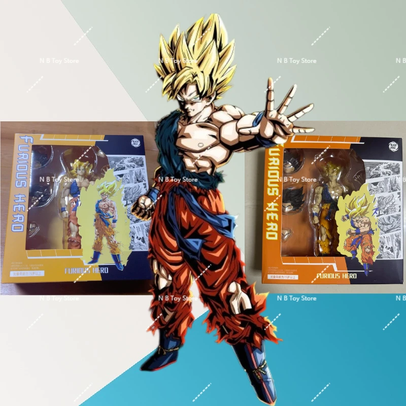 

In Stock Toys with Black Holes Dragon Ball Z Shf Ssj Damaged Battle Super Saia Angry Hero Is Goku Anime Action Figure Gift Model