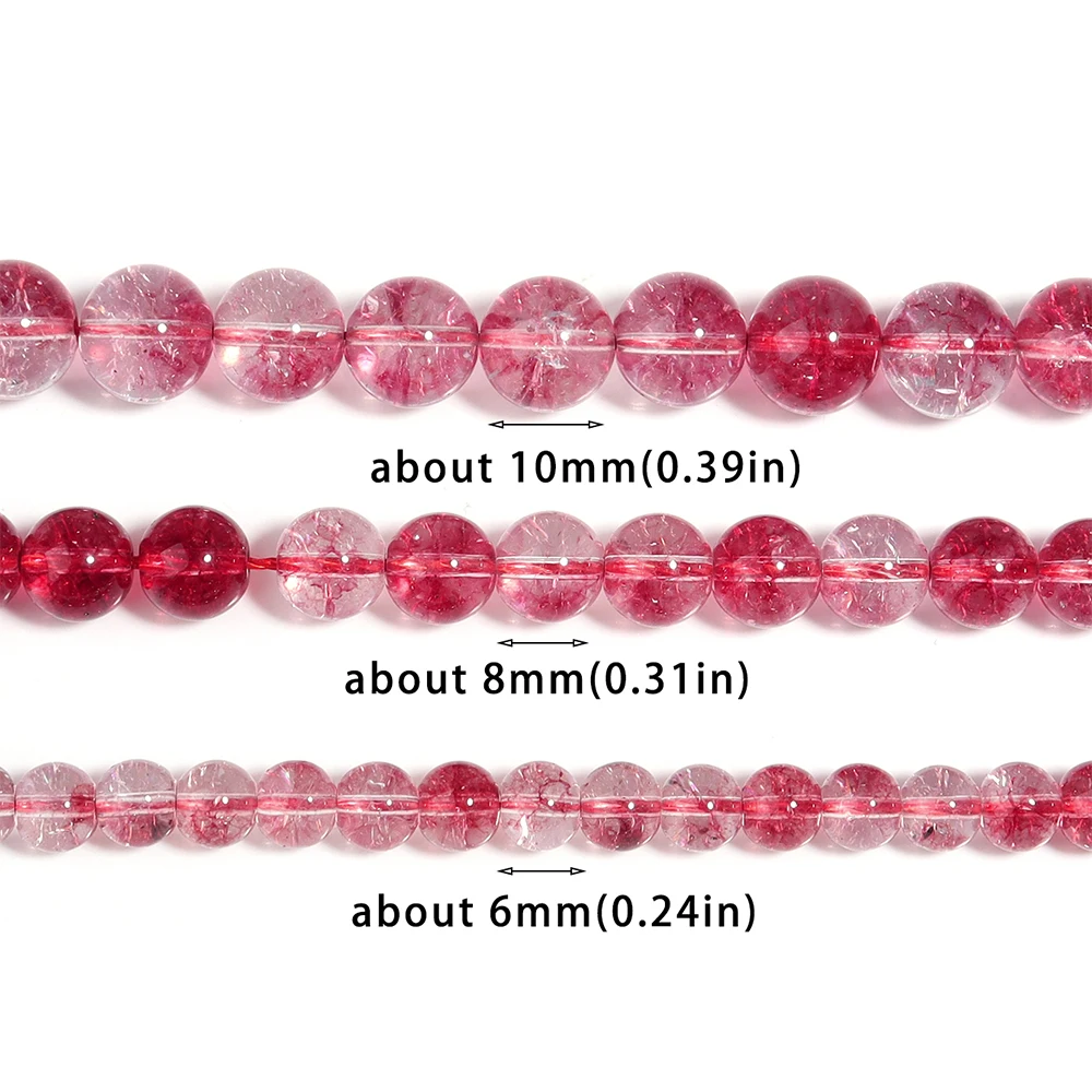 Red Ghost Crystals Phantom Quartz Round Stone Spacer Beads For Jewelry Making DIY Bracelets Necklaces Accessories 6 8 10mm