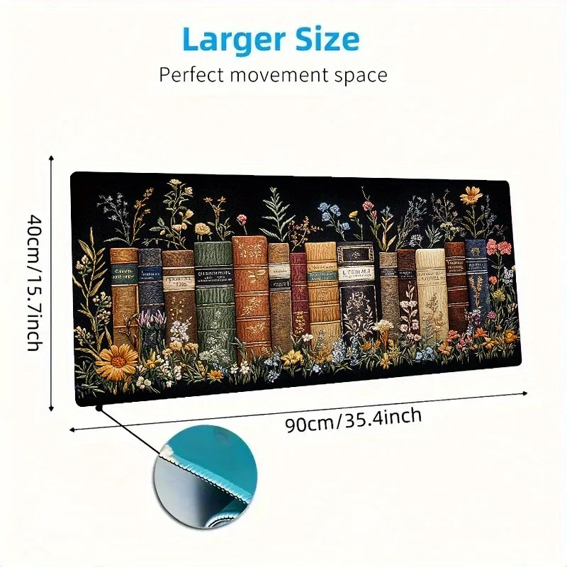 Vintage Floral Book Design Mouse Pad Desk mat High quality material gaming mat Natural rubber base suitable for office and game