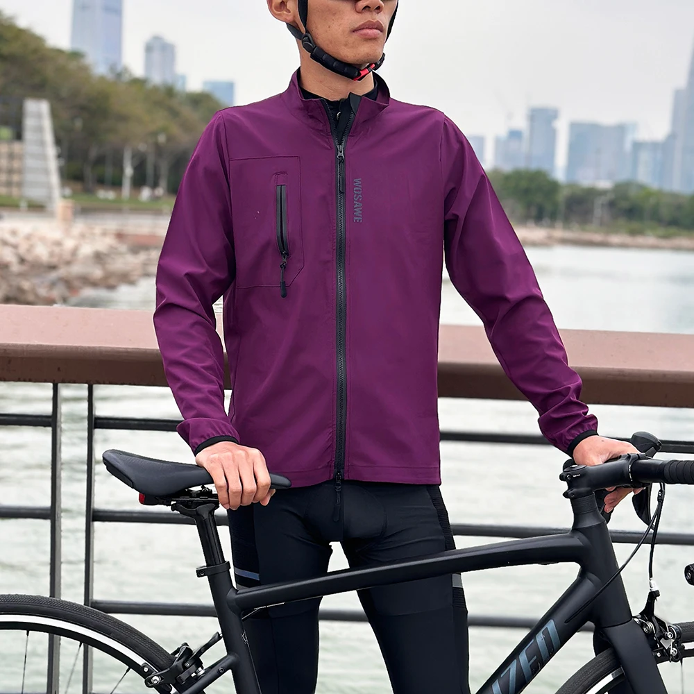 WOSAWE Reflective Cycling Jacket Men MTB Bike Bicycle Jacket Windproof Waterproof Sports Running Windbreaker Jackets