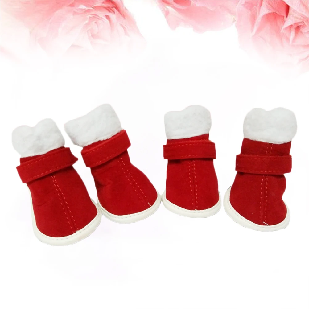 

4 Pcs Pet Dog Anti-slip Boots Christmas Slippers for Dogs Paw Non Shoes Snow Protector Winter