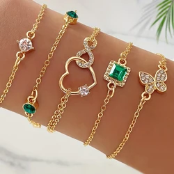 5pcs Vintage-Inspired Bracelet Set with Sparkling Rhinestones - Infinity & Geometric Designs, Perfect for Casual Attire or Gifti