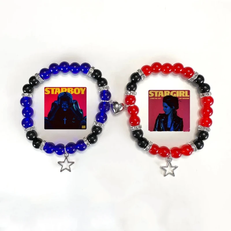 Red and blue star matching bracelet