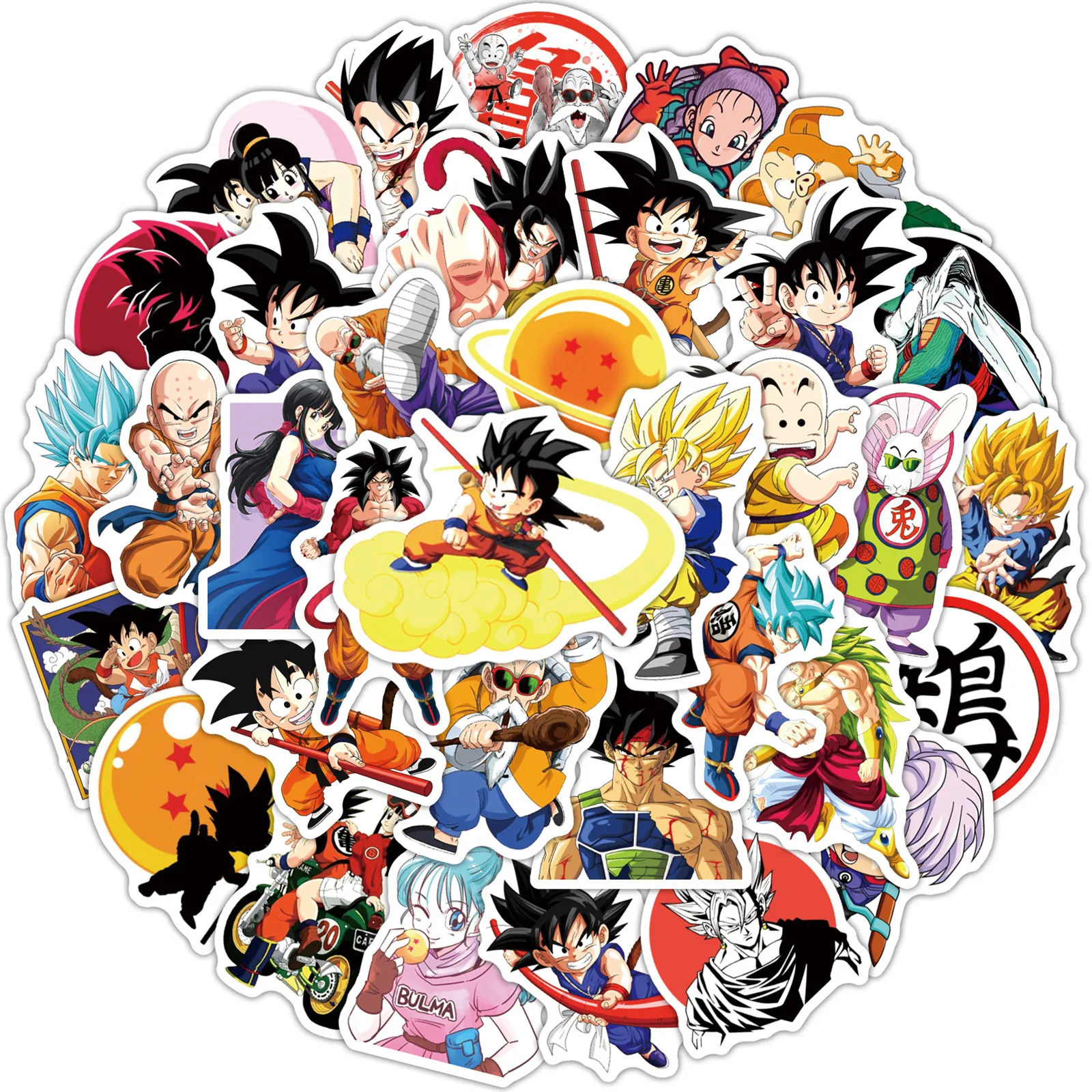 50pcs Dragon Ball Stickers Pack DIY Decoration Waterproof Phone Case Laptop Skin Cute Anime Sticke Kawaii Packaging Art Supplies