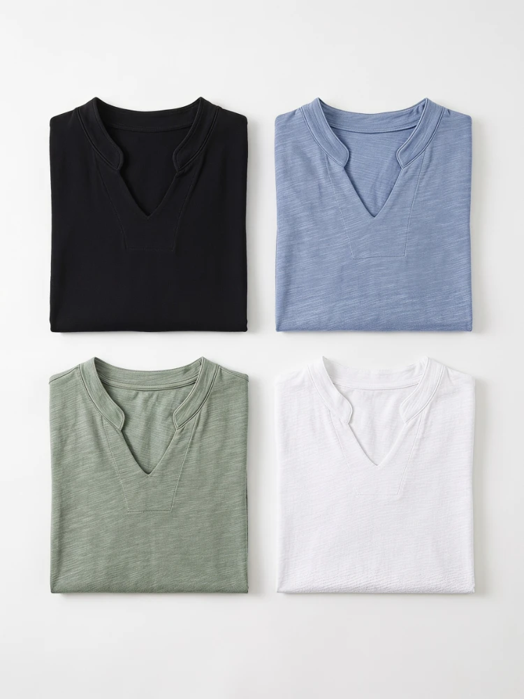 AOSSVIAO 2026 Sommer Bambus-Baumwoll Damen T-Shirt Baumwolle V-Ausschnitt Weiche T-Shirts Damen Basic Mode Klassisch S-3XL Damen Tee