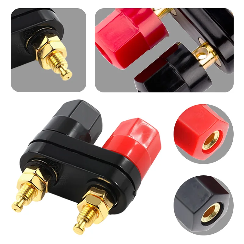 

DIY Dual Female Banana Jack Socket Banana Plug Binding Post Connector for Audio Speaker