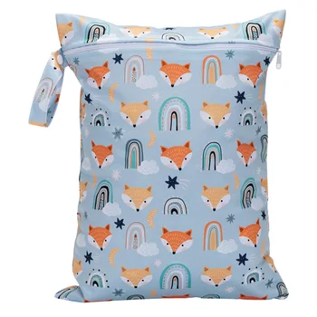 Sac à couches pour bébé, sacs de rangement imperméables pour couches en tissu, sac humide taille 30x40cm, sac de maman à poche unique imprimé PUL