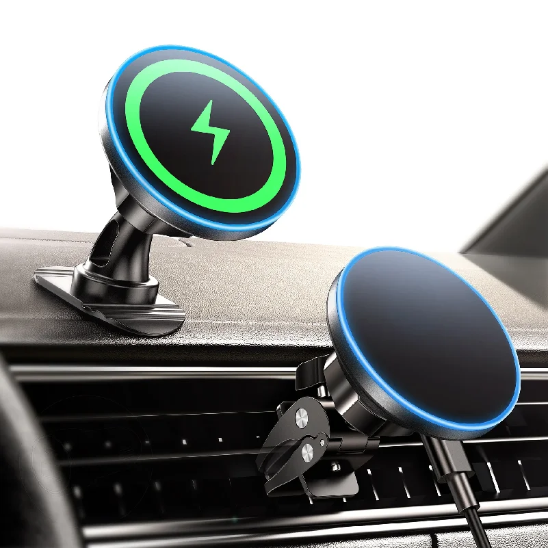 magsafe対応車載充電器、15w磁気ワイヤレスカーチャージャー、iphone-17-16-15-14-13対応ユニバーサルカーワイヤレス充電マウント
