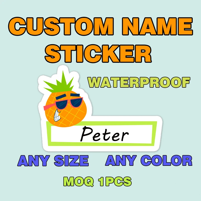 Custom Name Stickers Teacher Supplies For Classroom Kids Tags Vinyl Waterproof Transparent Holographic Die Kiss Cut Kawaii Cute