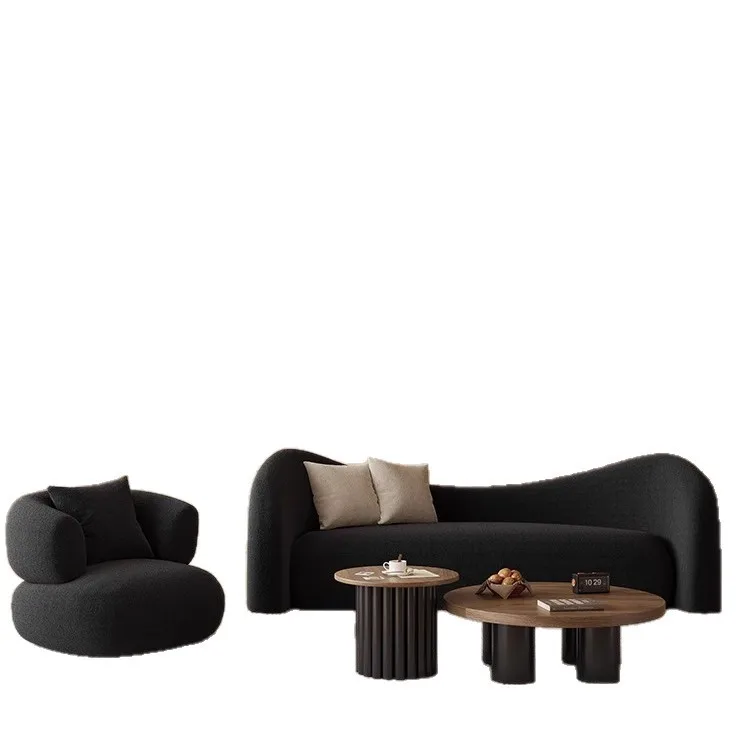 Nordic new fabric sofa living room beauty salon reception network long simple lamb wool sofa combination