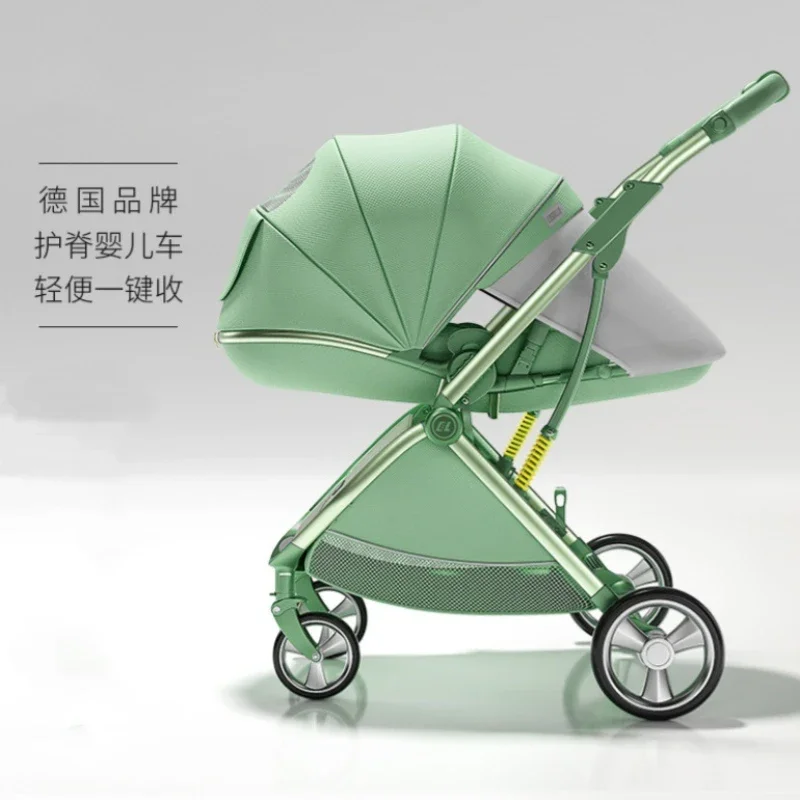 Kubeile Baby Stroller Can Be Seated Reclined Lightweight Foldable Children's High Landscape Two-way Newborn Baby BB Stroller