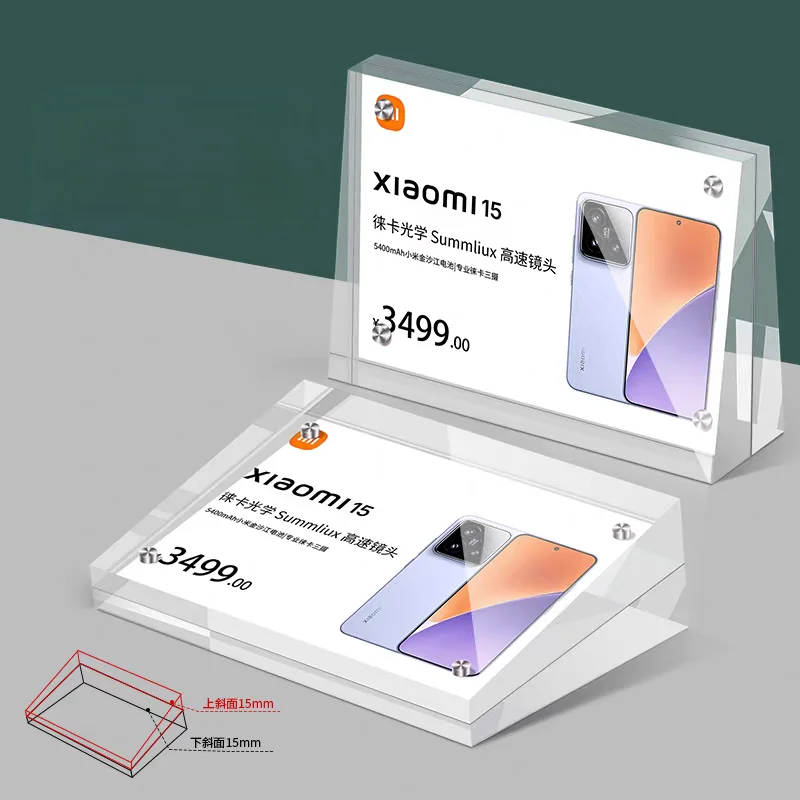 

90x55mm Acrylic Picture Photo Frame Desktop Magnetic Sign Holder Display Stand Price Label Paper Card Holder Tags