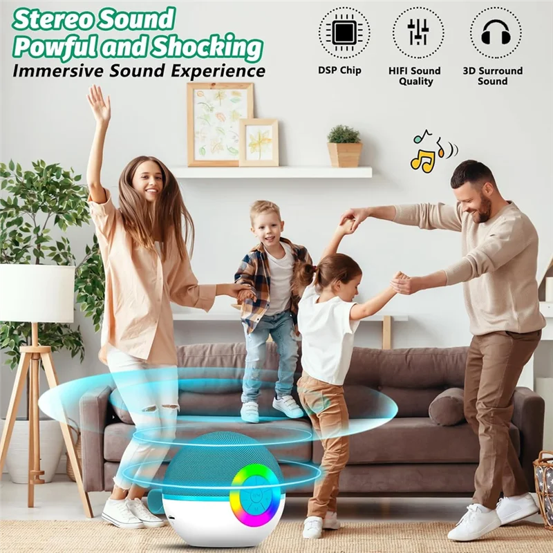 

FORW-Mini Karaoke Machine With 2 Mic, Portable Bluetooth Microphone Song Toys With LED Light,Chritmas Birthday Gift For Kids