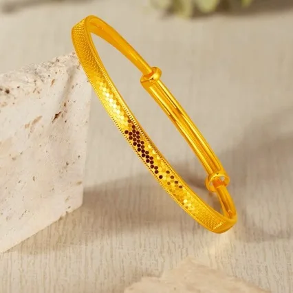 New AU999 gold bracelet dragon scale mirror push-pull bracelet 24K pure gold bracelet womens model for girlfriend gift