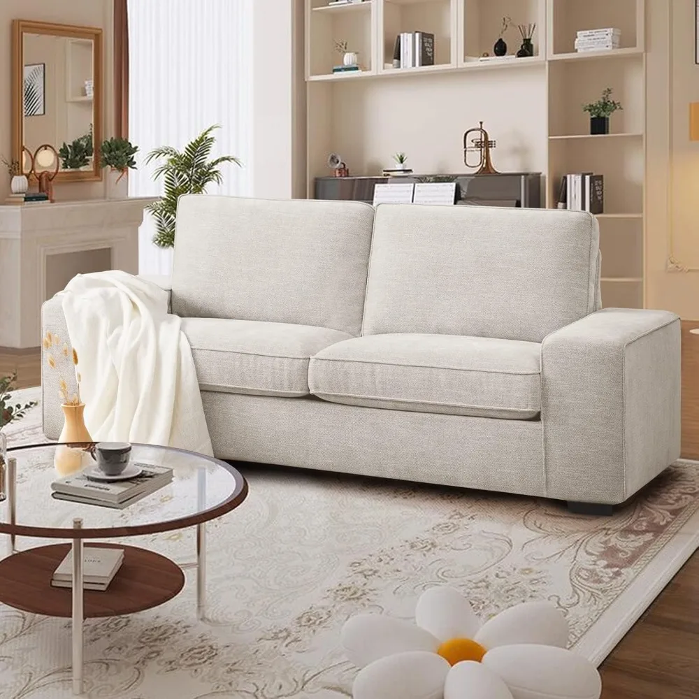 Modern Loveseat Sofas for Living Room, Fabric Chenille Couch with Solid Wood, Metal, Removable Cover,Easy to Install